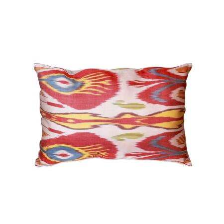 PASARGAD 15X24 Silk Velvet Ikat Pillow, Multi Color - 15 x 24 in. IK26